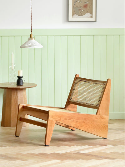 Rattan Armchair - Modern Minimalist Nordic Living Room Chair With Backrest Recline